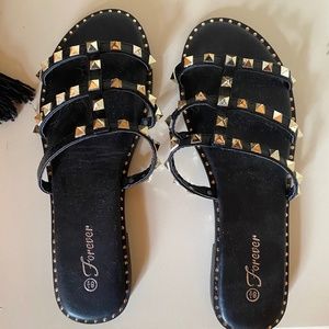 Black studded sandals
